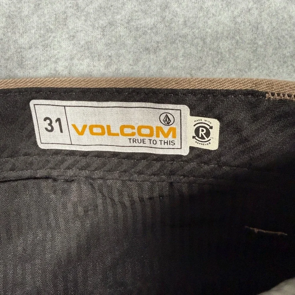Volcom Frickin Modern Stretch Chino Pants Mens 31x32 Khaki Tan Straight Leg